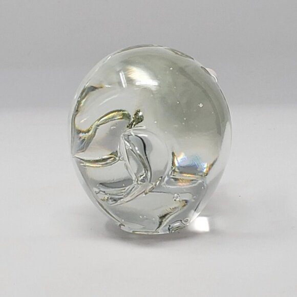 Hand Made Clear Glass Pig Paperweight UOGC Taiwan 2.5" - Picture 5 of 8